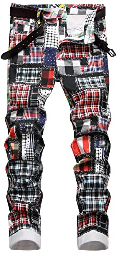 AIYINO Mens Biker Jeans Ripped Regular Straight Leg Stylish Denim Jeans All Waist