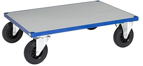 Basiswagen Rollbrett m. Blechboden 1.200 x 800 x 260 mm, Traglast: 500 kg - blau