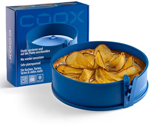 coox Springform mit Glas-Servierplatte & Glasfüßen Ø 26 cm - Backen & Servieren in Einem I Antihaft-Silikon I Spülmaschinenfest I Kein Umsetzen I BPA-frei Blau