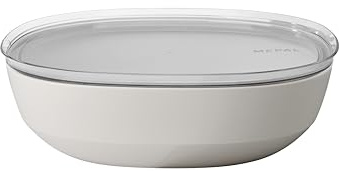 Mepal - Cuenco para servir con tapa Silueta - Apto para lavavajillas y microondas - Plato para ensaladas - Platos para tapas - Vajilla - 4000 ml - Nordic white