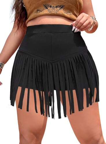 Womens Western Cowgirl Fringe Shorts - Country Concert Outfits Sexy Booty Pole Dance Rave Festival Tassel Bottoms(Black,M,1116a)