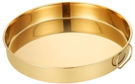 Zerodeko Assiette Ronde Acier Inoxydable Avec Poignées Ergonomiques Plat De Service Pratique Pour Viandes Rôties Et Plats De Nouilles Utilisation Cuisine Restaurant Bar Et Ktv Élégance