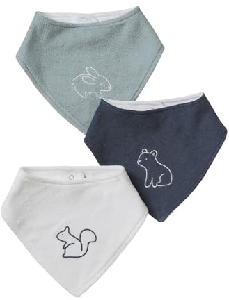 Vertbaudet 3er-Pack Baby Halstücher, Frottee pack graublau waldfreunde