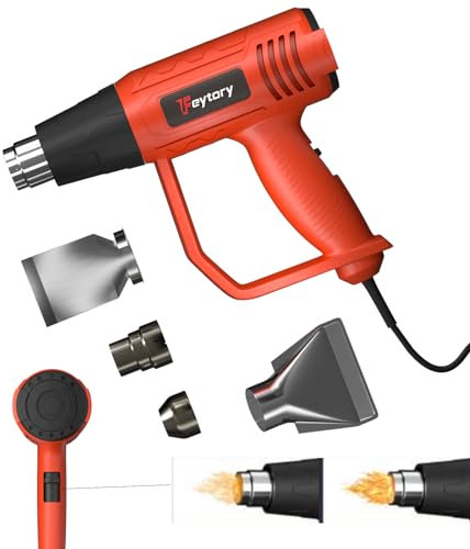 Mini Pistola de Aire Caliente Portátil de Gran Alcance de 2000 Vatios con Temperatura Ajustable de 60℃ a 600℃, Decapante de Pintura con Cable Pistola de Calor Multiusos con 4 Accesorios, Naranja