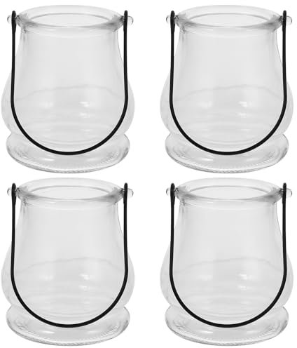 Cabilock 4pcs Hanging Glass Tealight Holder Plant Clear Terrariums Tea Light Votive Candle Holders for Home Garden Decor Table Setting Oranments.