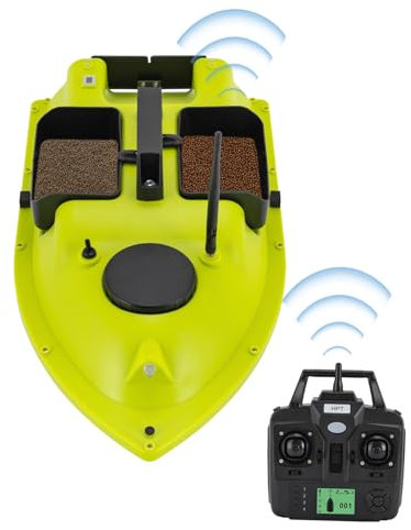 Futterboot Angeln, Angeln Köder Boot, 2 * 5200Mah RC Angeln Boot, Köder Boot für Brandungsangeln - LED Display, Dual Motoren, Fernsteuerung - Grün