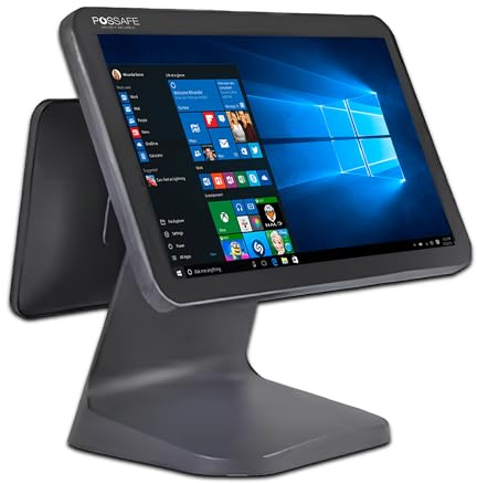 POSSAFE Windows Wireless POS Terminal 15.6” Touchscreen+11.6” Customer Display, Intel i5-5GN, 8GB RAM, 128GB SSD Dual Display Integrated Hardware System Point of Sale for Retail & Restaurant