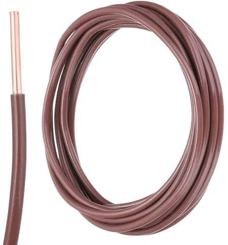 Sourcing Map 10 Feet Brown 12 AWG THHN Wire, 600V, UL Listed, Solid Copper, Perfect for LED Lights, Transformers, Bulbs, Automotive, Marine Wiring, Speakers, Sprinkler, Thermostat Cable
