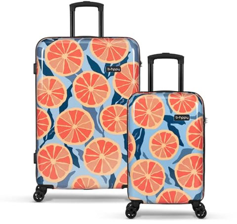 BHPPY Kofferset 2 delig (55/76 cm) - Handbagage Koffer - Ruimbagage Koffer - Lichtgewicht reiskoffers Set - 98 L inhoud - Trolley - Grapefruit