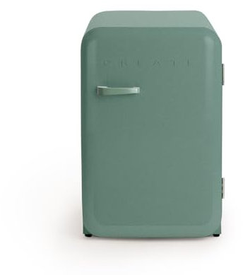 CREATE / RÉTRO FRIGO 83.5 ARGENT/Réfrigérateur vert sauge avec poignée vert sauge / 98W, basse consommation, 2 étagères, régulateur de température, porte-bouteilles, 56x54x84cm.