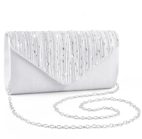 ERKOON Women Evening Clutch Bags, Prom Handbag Formal Party Clutches Wedding Purses Cocktail Promenade Shoulder with Detachable Strap