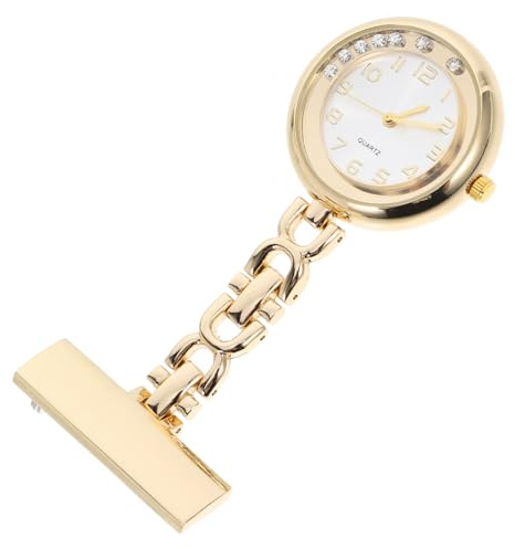 SOIMISS Krankenschwester Taschenuhr Gold Clip On mit Strass Design | Legierung, Klare Anzeige, Modischer Metallketten Look, als Krankenpflege Zubehör