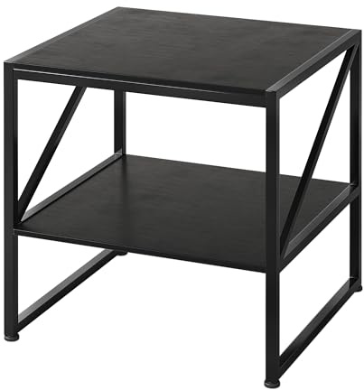 MUTUN 50 cm quadratischer Beistelltisch, 50 cm Beistelltisch für Wohnzimmer, Nachttisch für Schlafzimmer, Nachttisch, kleiner Tisch, schwarz