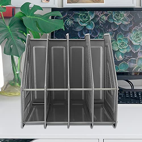 Schreibtisch-Akten-Organizer, Metall-Desktop-Dokumentensortierer, Desktop-Präsentationsständer, Akten-Organizer, Zeitschriftensammler mit 4 Fächern, Vertikaler Akten-Organizer,
