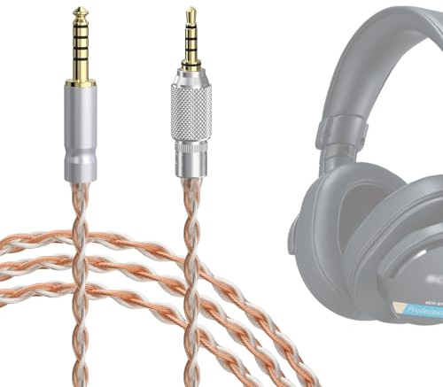 GEEKRIA Apollo, cavo audio placcato argento, da 4,4 mm a 3,5 mm, compatibile con cuffie Sony MDR-M1, MDR-MV1, MDR-M1ST, con dispositivo di bloccaggio con manopola filettata, 1,5 m