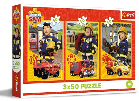 Trefl - Puzzle 3x50 Die Mannschaft aus der Feuerwache Feuerwehrmann Sam, 4+