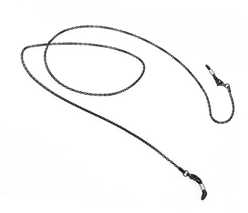 ROMISBABA Edelstahlkette Schwarz Schlangenkette Brillenkette Aus Edelstahl Brillenhalter Ohne Brille Verstellbares Gummiende Edelstahlspiralen Brillenkettenhalter