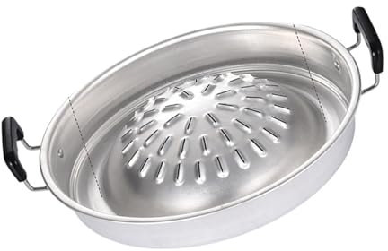 RASTKY Barbecue Grill Pot Steak Grill Charcoal Pan Multifunctional Aluminum BBQ Hot Pot for Family Gathering Outdoor Picnics (L 3.2cm / 1.3in)