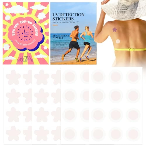 48 Pegatinas de Protección Solar UV, Pegatinas Solares UV para Niños y Adultos, Parches Solares Reutilizables para Playa, Picnic, Senderismo