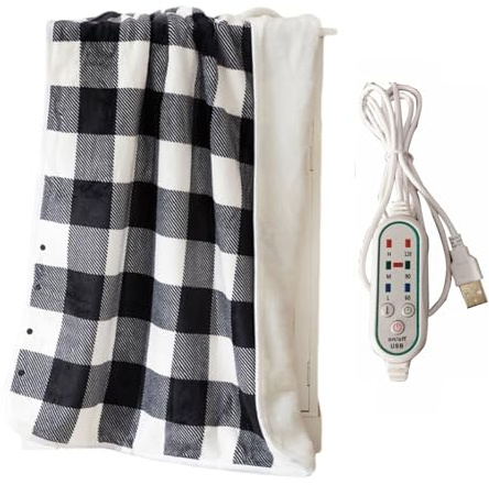 YIZITU USB Heated Shawl Electric Blanket Warm Soft Flannel Adjustable Heated Wrap Blankets Wearable Electric Throw Blanket USB Powered Heated Wrap