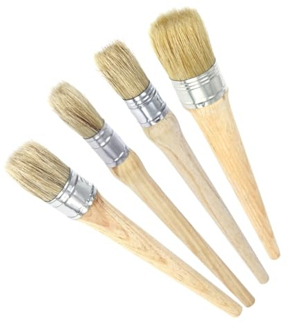 EXAOMBLE 4pièces Pinceau à Cire pour Peinture Cirage Bois Et Meubles Lot de Pinceaux Grands à Poils Naturels pour Décoration Intérieure Et Création