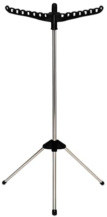 Stendibiancheria Relaxdays, per 27 appendini, Pieghevole, carico Fino a 15 kg, HxP: 143x56 cm, Nero/Argento