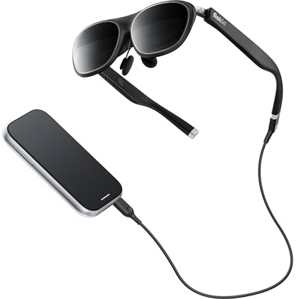 Rokid AR Spatial Video Glasses with 3-Screen Display, Max2 Black AR Glasses & Station2 Spatial Computer with 360 Micro-OLED, 120Hz OLED, 600 Nits, Multi-Tasking for Gaming