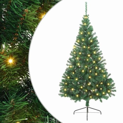 vidaXL Árbol de Navidad Artificial Preiluminado Verde 240 cm PVC, Árbol de Navidad Moderno en Cono, Iluminación Navideña por USB, Pantalla LED, Decoración Festiva para Sala de Estar y Jardín