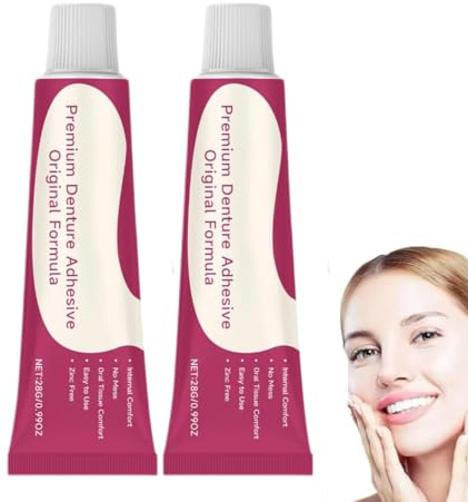 Premium Haftcreme für Zahnprothesen, Thermoplastische Haftcreme für Zahnprothesen, Prothesenhaftmittel, Zahnkleber für Zähne, Verbessert Passform, Komfort und Stabilität (2 Stück)