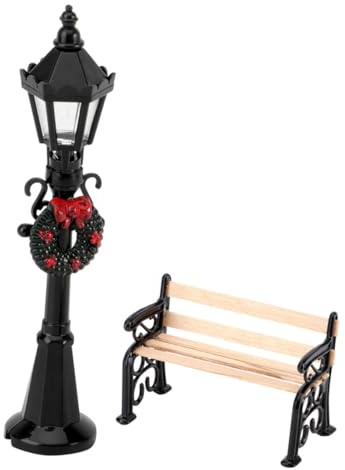 PAMINGONO Set Lampione Stradale in Miniatura Nera, Giocattoli e Decorazioni Plastiche per Casa delle Bambole, Ornamentale per Interni ed Esterni, Regalo per Appassionati di Miniature