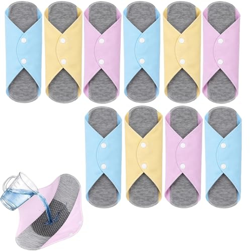 10 PCS Reusable Period Pads, Assorted Colours Washable Panty Liners for Women, Sustainable Feminine Care Essentials for Everyday Freshness and Comfort