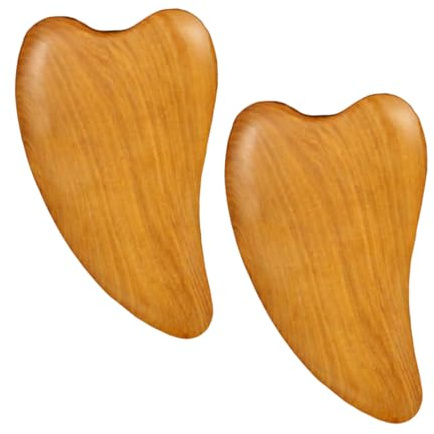 BUTIFULSIC 2 Stück Holz Massagegerät für Gesichtspflege Rundes Schabebrett zur Entspannung gegen Falten und Linderung von Gesichtsspannung Beim Reisen