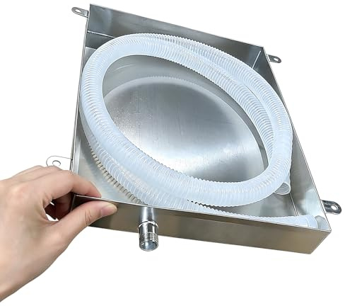 Vasca di Raccolta Acqua Robusta in Acciaio Inox Altezza 10 cm con Uscita Delll’Acqua Antiruggine e Antigoccia Bacinella Raccogli Condensa Climatizzatore(50x20cm(20x8in))