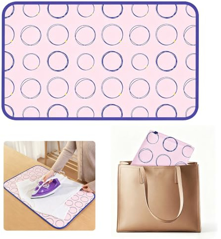 Strykfilt för bord, 70 x 40 cm, strykunderlägg för bord, bärbart, halkfritt, värmebeständigt strykunderlägg med ångbarriär, för bord och sängar och litet rum (rosa)