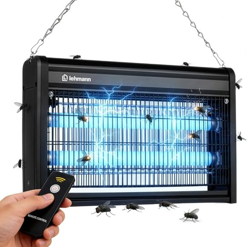 LEHMANN Lampe Anti Moustique Electrique, 20 W, Appareil Anti Mouches, Insectes, Moustiques sans Produits Chimiques, Commande à Distance, Silencieux, UV Tue Mouche pour Surfaces Jusqu’à 150 m²