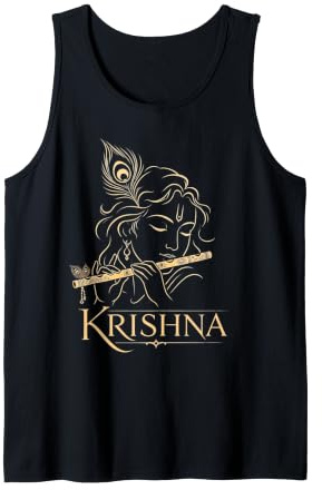 Krishna Flûte de Dieu Hindou en Plumes de Paon Cadeau de dévotion Débardeur