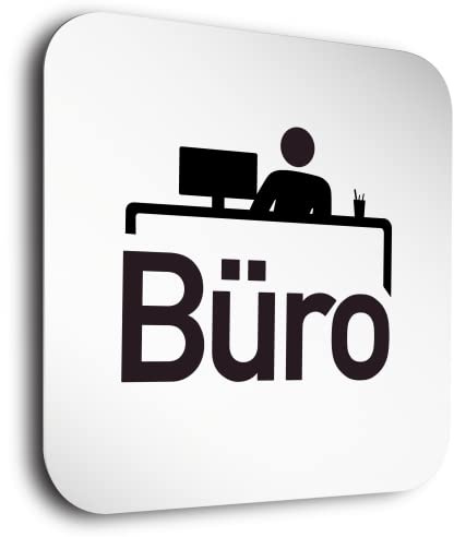 Türschilder24 Aluminium- Türschild • Büro - Büroschild • In der Größe 150 x 150mm • Besonderheit: unsichtbare 5mm Abstandhalter verleihen dem Türschild einen exklusiven schwebe Effekt