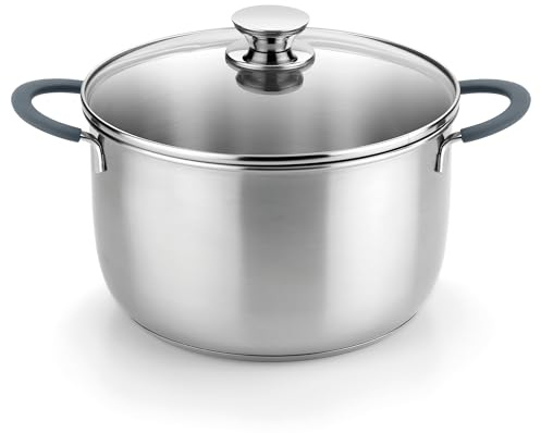 BRA Master | Cacerola 24 cm, acero inoxidable, Sin Antiadherente, Sin PFOA, Full Induction, Apta para todo tipo de Cocinas, Asas acero inoxidable recubiertas de Silicona