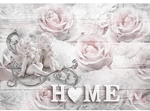 Runa Art Fototapete Vintage Home Engel Rosen 352 x 250 cm Vlies Tapeten XXL Moderne Wandtapete Wohnzimmer Schlafzimmer Rosa 9503011b
