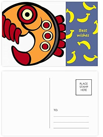 Indische abstrakte Kunst Zeichnen Piranha Amazon Banana Postkartenset Dankeskarte Versandseite 20 Stück