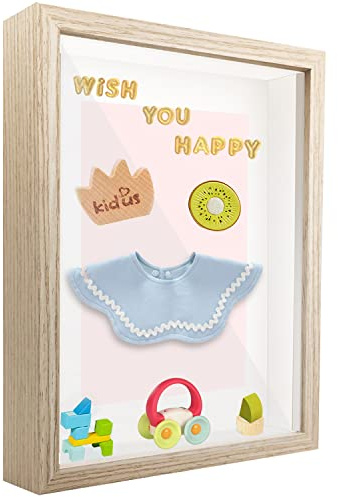 sunmeg 3D-fotoram att fylla i 20 x 25 cm, trä, djup (upp till 3 cm), för föremål, blommor, bröllopsbukett eller souvenirer