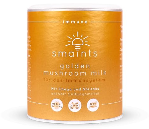 smaints Golden Mushroom Milk | Golden Milk Vitalpilz-Mischung mit Kurkuma, Chaga, Shiitake & Ingwer | Vitalpilz Superfood mit Vitamin C für das Immunsystem* | Immunsystem stärken* | Curcuma Latte Mix