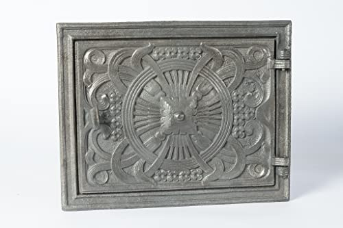 SEZAM dekorative Backofentür aus Gusseisen - mit Türknauf, Brotofentür - Steinofentür - Pizzaofentür 25,7 x 4 x 32,5 cm - rechteckig, ohne Bemalung
