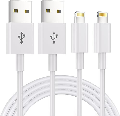 2Pack 1.8M iPhone Charger Cable [Apple MFi Certified] Lightning to USB Cable Lead 6 Foot, 2.4A Fast Charging Cable for iPhone 14 13 12 11 Pro Max XS XR X 8 7 6 Plus 5, iPad and iPod