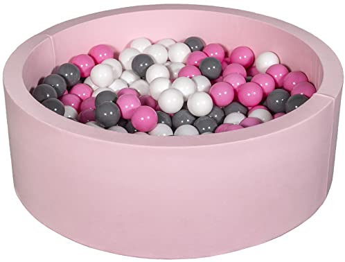 Velinda Bällebad Ballpool Kugelbad Bällchenbad Bällchenpool Kinder-Pool+200 Bällen rosa (Farbe der Bälle: weiß,rosa,grau)