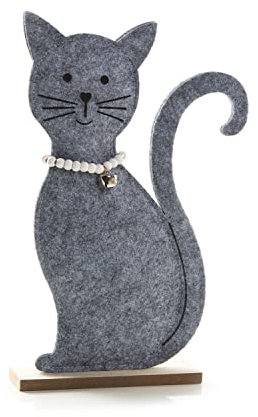 Logbuch-Verlag graue Deko Katze 18 cm groß Filzkatze Filz Figur Katzenfigur Dekokatze zum Hinstellen Geschenk
