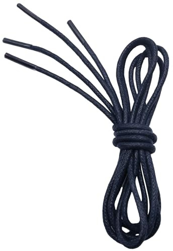 VSUDO Business Schnürsenkel Marineblau Rund Gewachste, Navy Blue Waxed Dress Shoelace, ø2,5 mm dünne Blau Schnürsenkel/Schuhbänder für Lederschuhe, Herenschuhe, Anzugschuhe (1Paar-Marineblau-080cm)