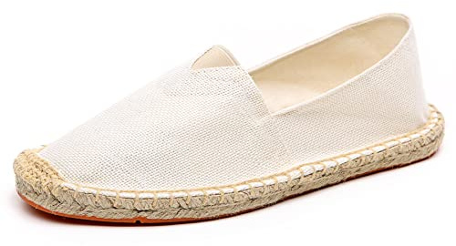 Altxic Comfort Canvas Slip på Espadrilles Flat, Flätad beige, 42 EU