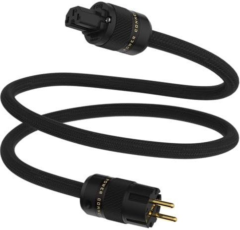 Tertullus HiFi High End Netzkabel C15 Stromkabel HiFi Audio kaltgerätekabel Mit Schukostecker & Kaltgerätestecker (P104-c15, 1m)