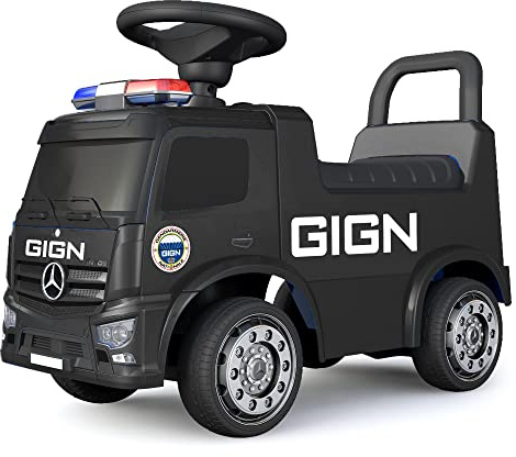 TURBO CHALLENGE - Mercedes Antos GIGN - Lauflernhilfe - 119218 - Freilauf - Schwarz - Max. 25 kg - Kunststoff - Batterien Nicht enthalten - Kinderspielzeug - Geschenk - Ab 12 Monaten